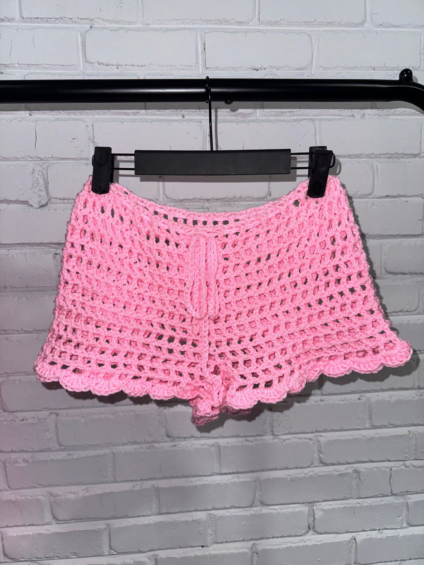 Pink Crochet Mesh Shorts
