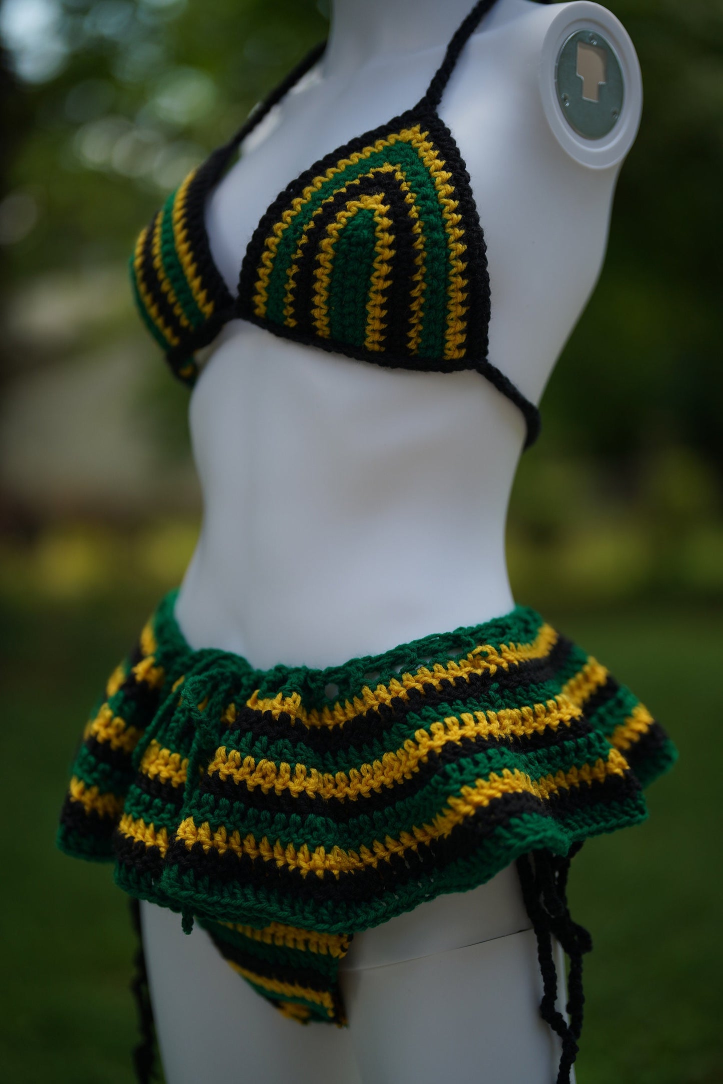 Handmade Jamaica Crochet Bikini Micro Mini Skirt Cover Up