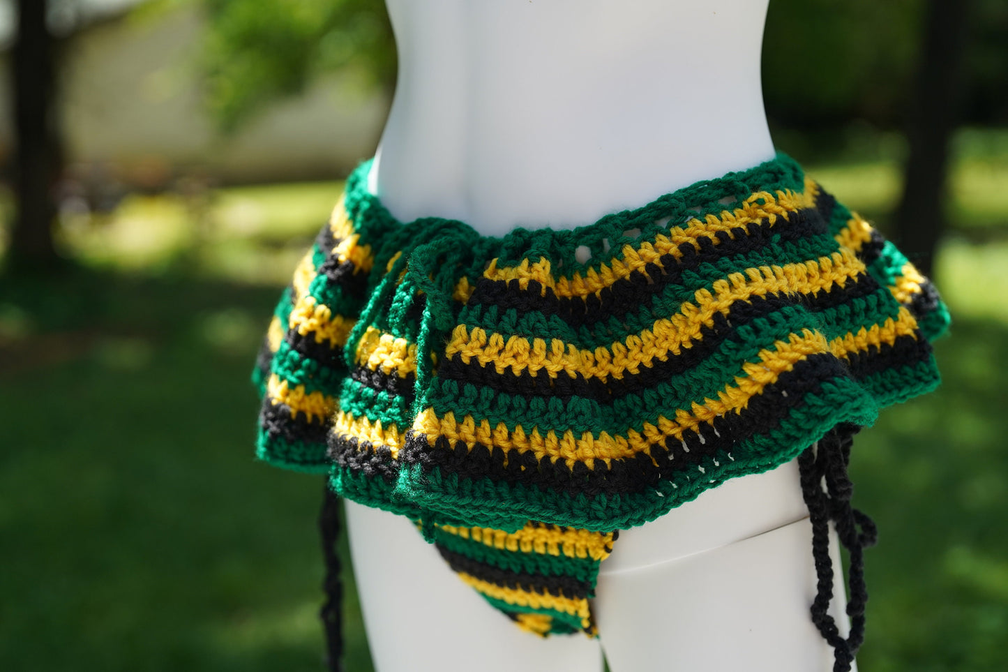 Handmade Jamaica Crochet Bikini Micro Mini Skirt Cover Up