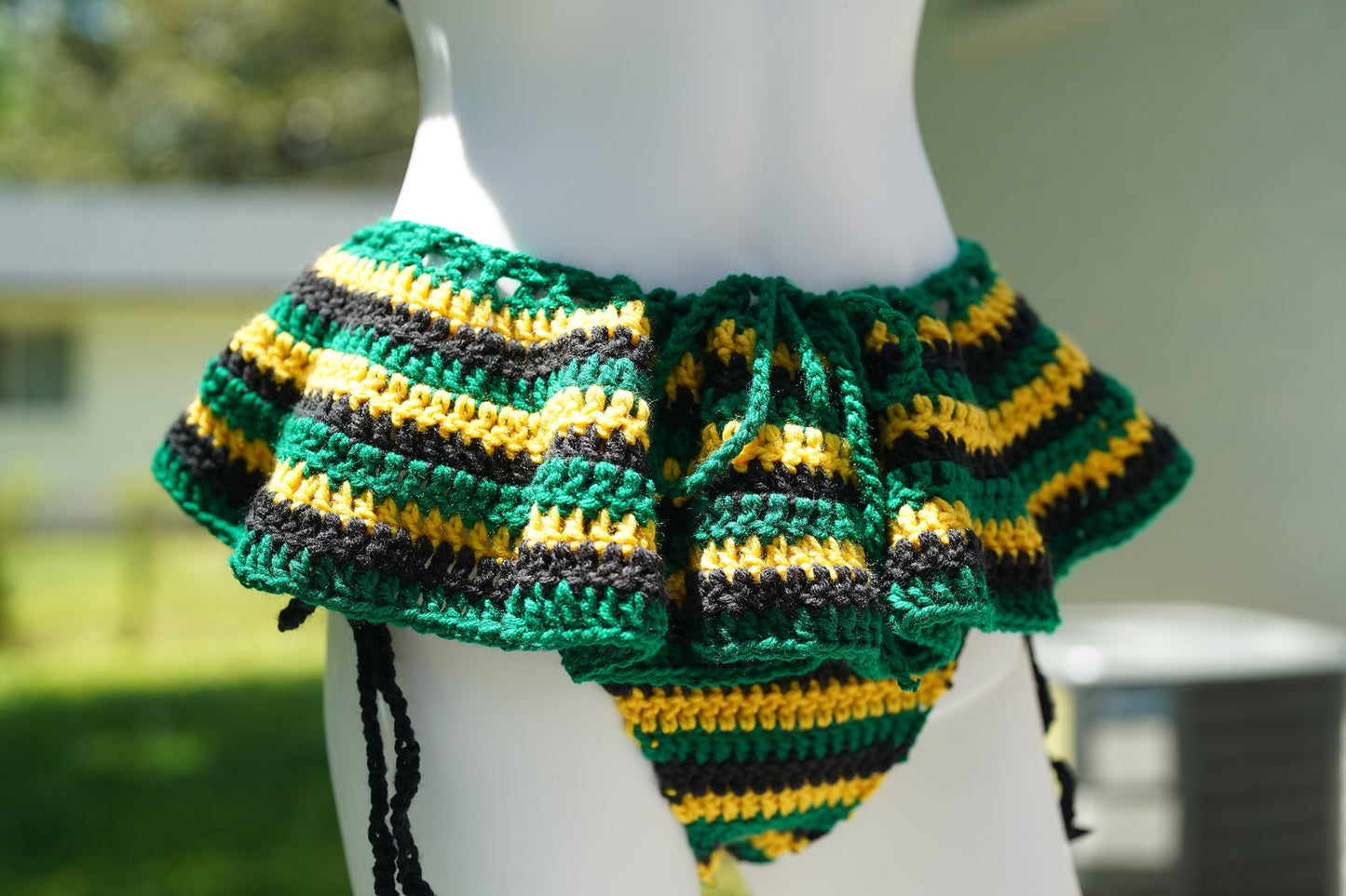 Handmade Jamaica Crochet Bikini Micro Mini Skirt Cover Up
