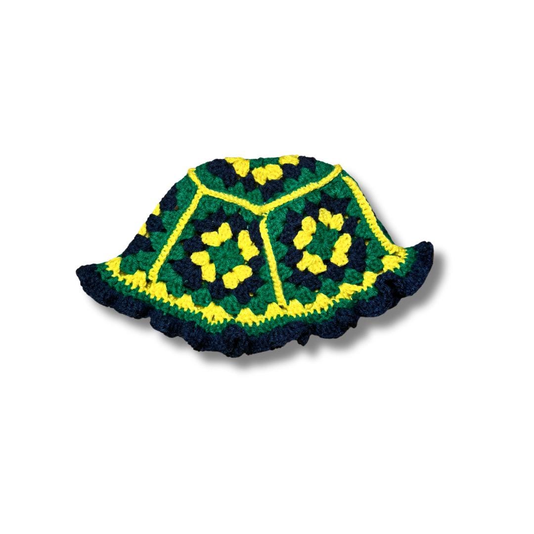 Handmade Jamaica Crochet Bikini 4-Piece Set with Micro Mini Skirt and Bucket Hat