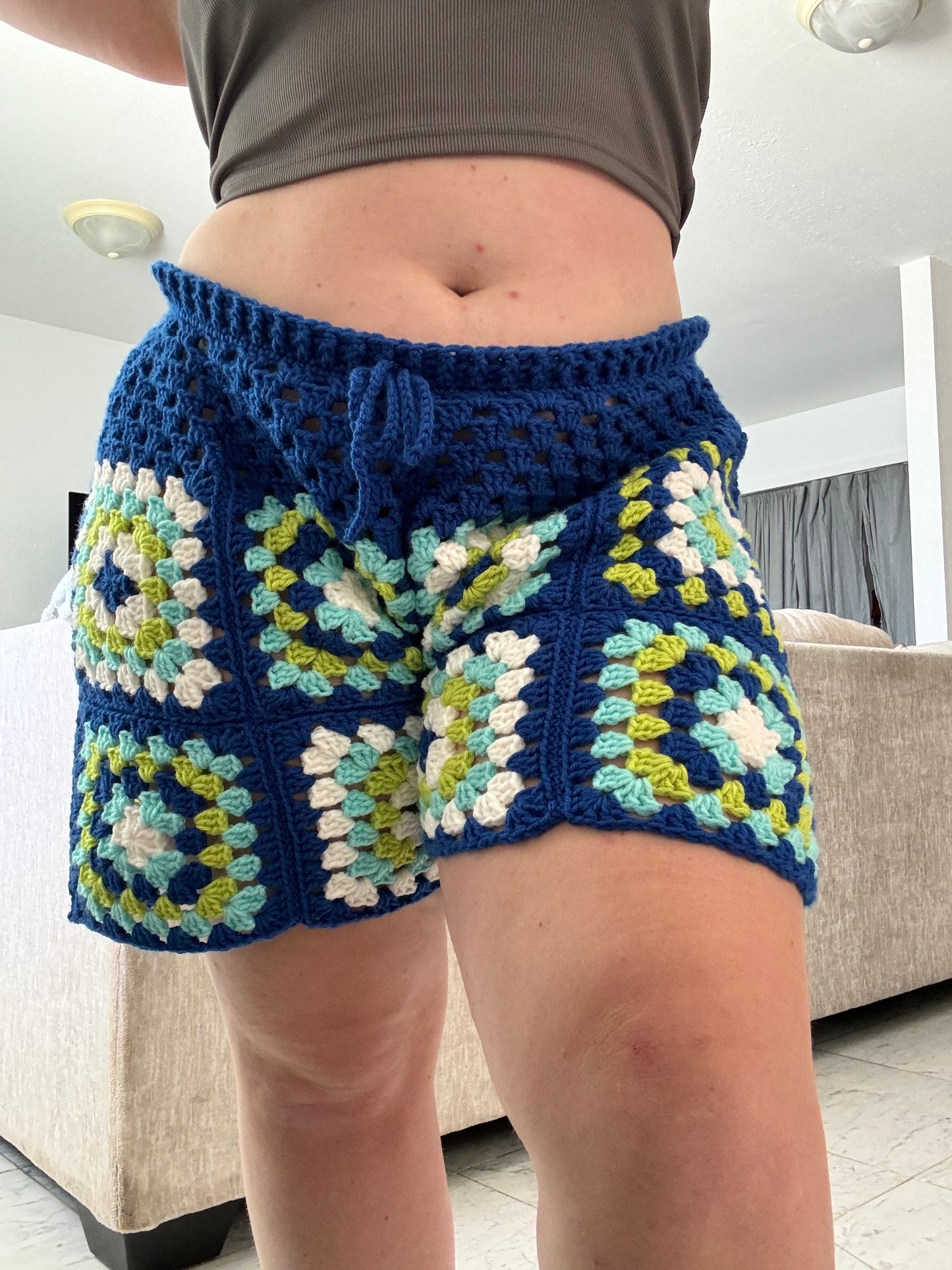 Handmade Crochet Unisex Bermuda Shorts for Vacations and Festivals