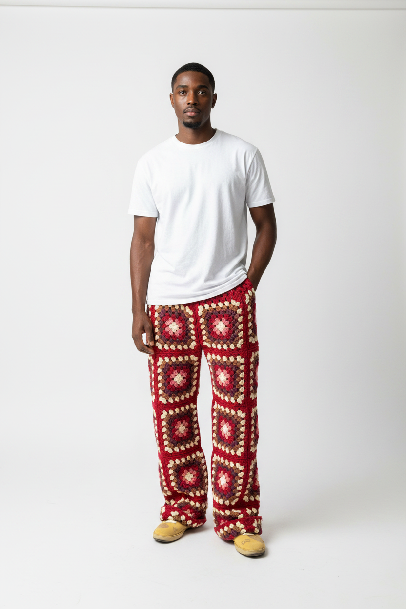 Men’s Crochet Granny Square Pants
