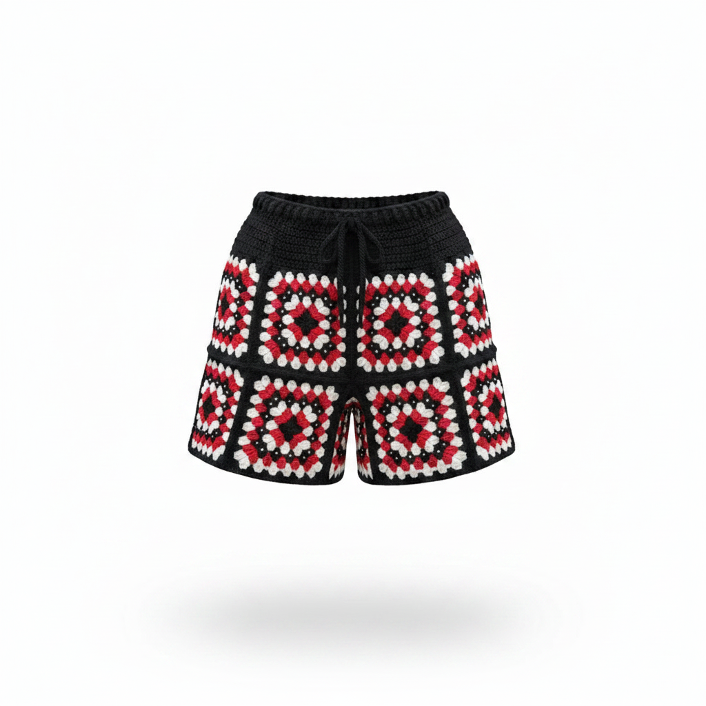 Men’s Crochet Rhinestone Shorts
