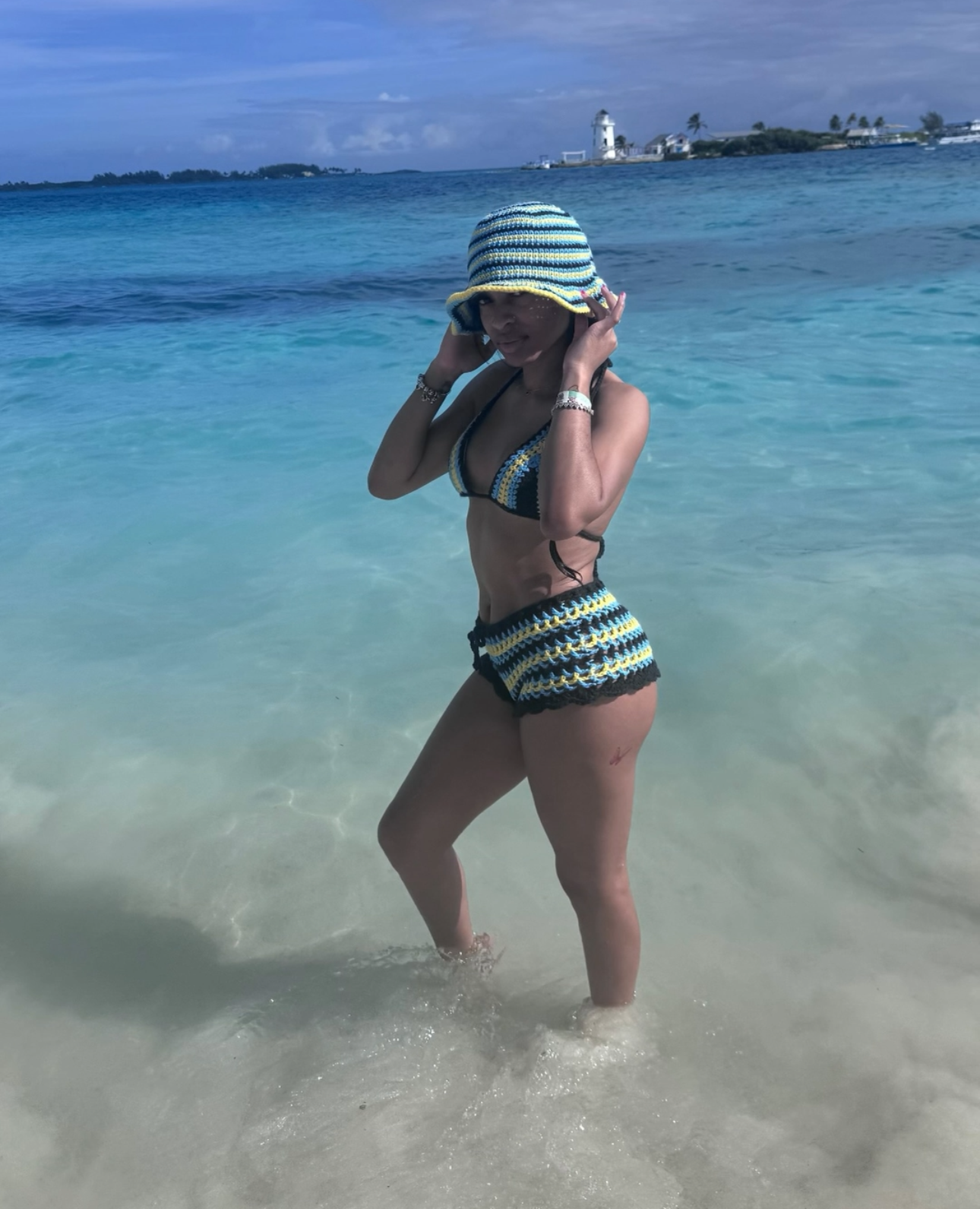 Bahamian Mesh Crochet Shorts with Bikini Matching Set