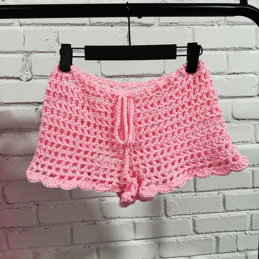 Pink Crochet Mesh Shorts