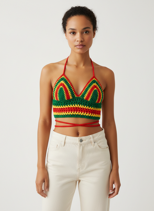 Jamaica Rasta Crochet Crop Top