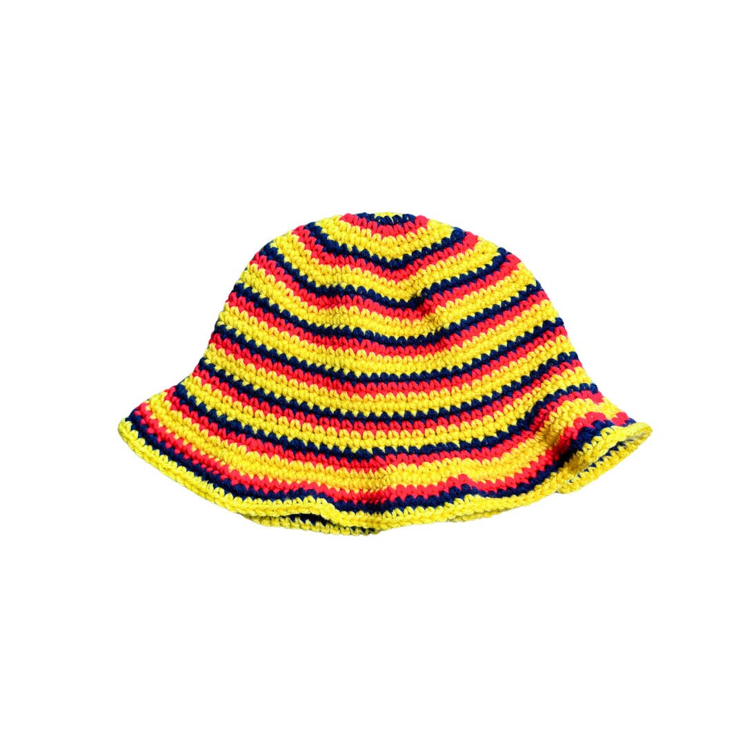 Summer Festival Crochet Shorts with Crop Top and Bucket Hat Matching Set Colombia Colors