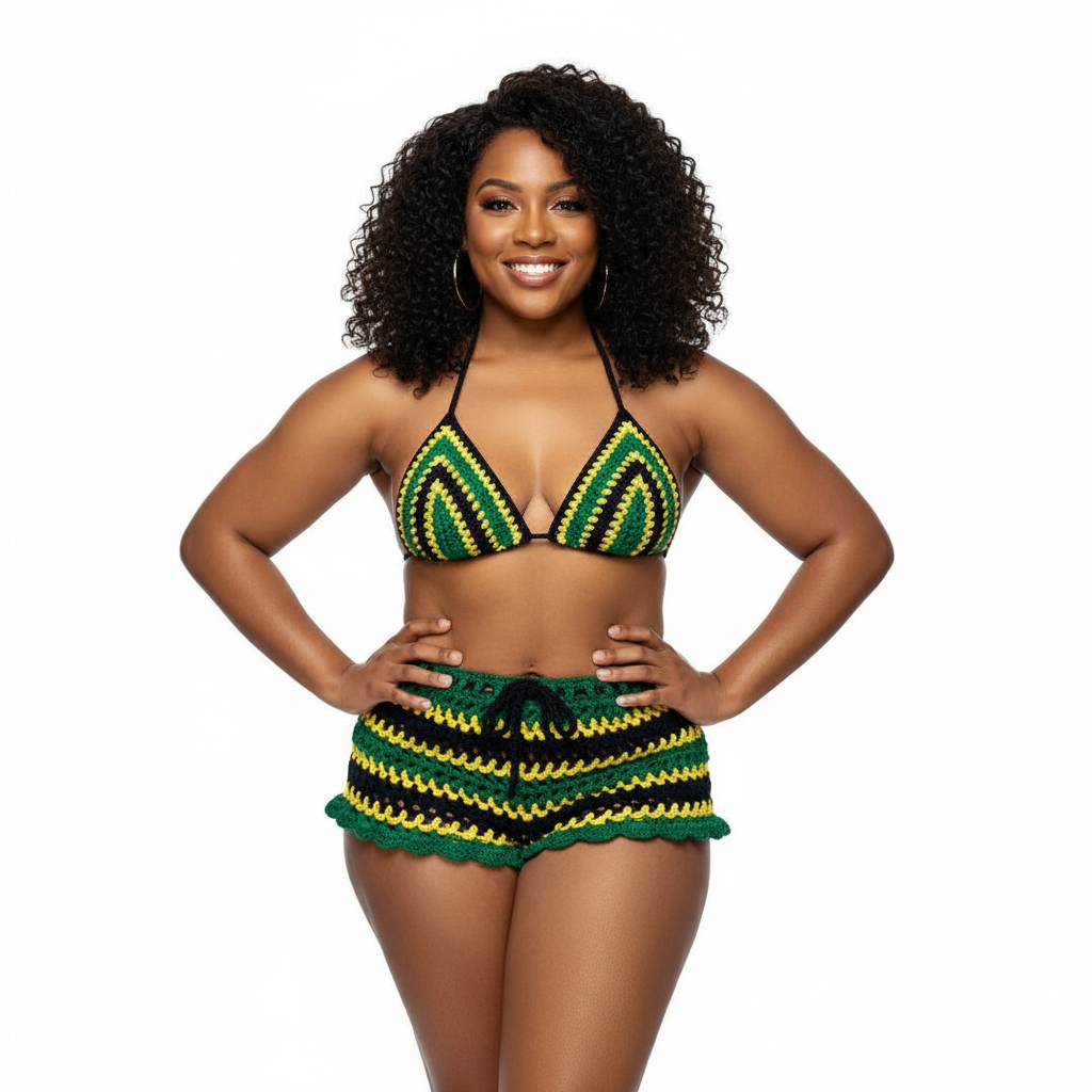 Jamaica Mesh Crochet Shorts with Bikini Matching Set