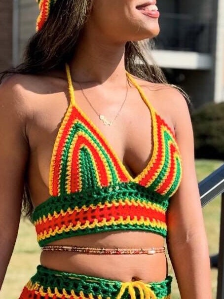 Jamaica Rasta Crochet Crop Top