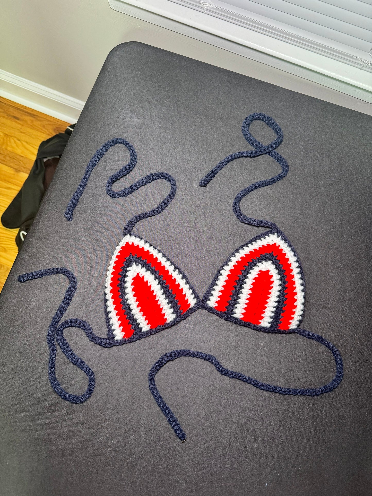 Handmade American Flag Crochet Bikini Top