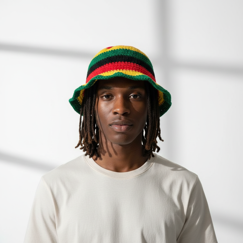 Handmade Crochet Rasta Bucket Hat