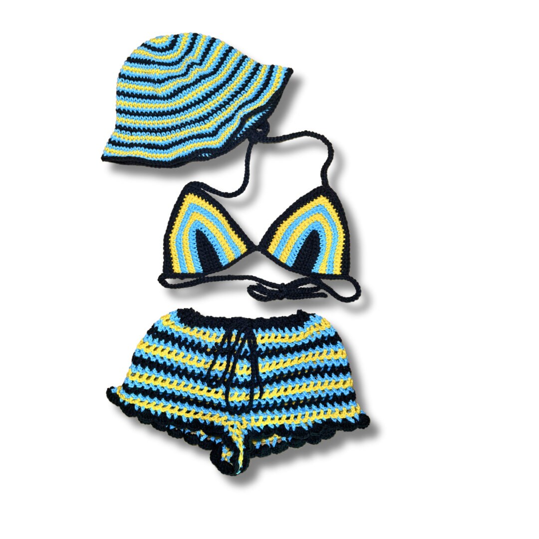 Bahamian Mesh Crochet Shorts with Bikini Matching Set