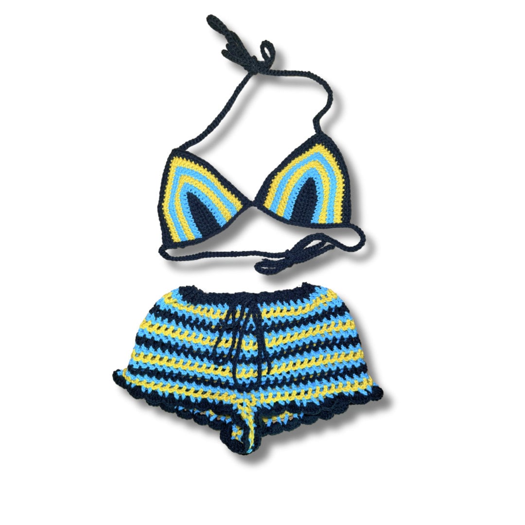 Bahamian Mesh Crochet Shorts with Bikini Matching Set