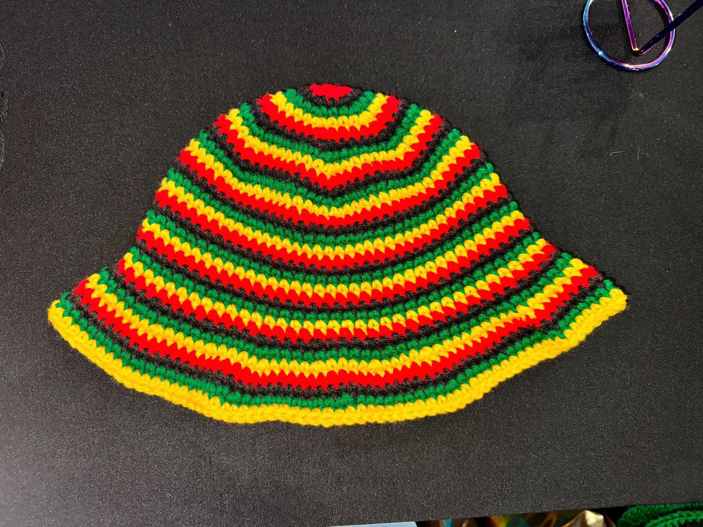 Handmade Jamaica Rasta Crochet Striped Bucket Hat