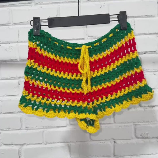 Jamaica Rasta Mesh Crochet Shorts