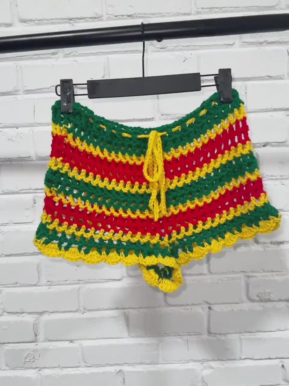 Jamaica Rasta Mesh Crochet Shorts